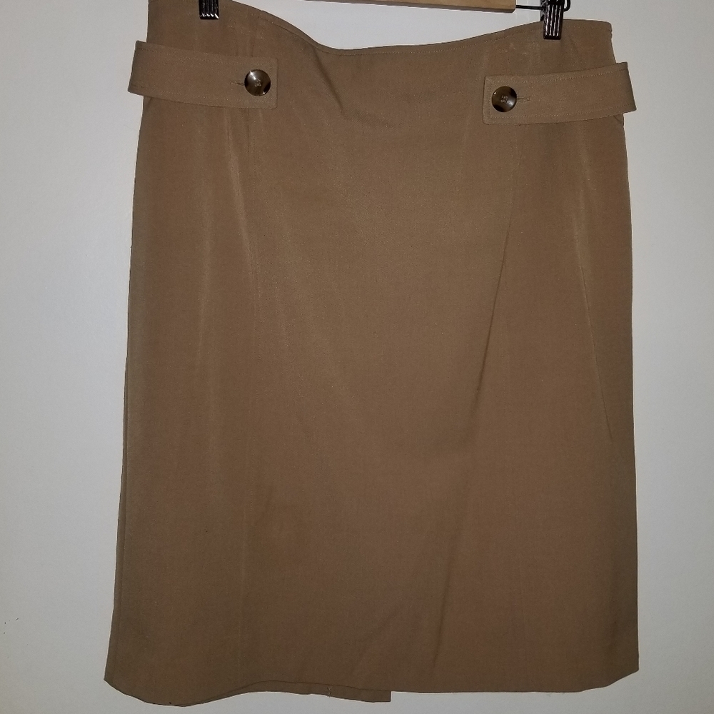 Bandolino Tan Pencil Skirt with Accent Buttons